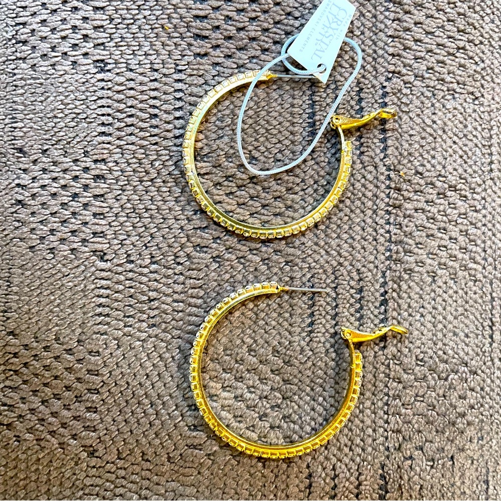 Hoop earrings made with crystallized elements.